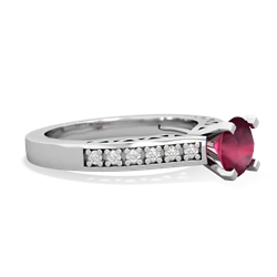 Ruby Art Deco Engagement 6Mm Round 14K White Gold ring R26356RD