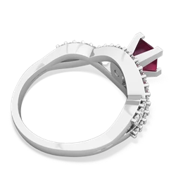 Ruby Diamond Twist 5Mm Square Engagment  14K White Gold ring R26405SQ