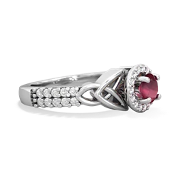 Ruby Celtic Knot Halo 14K White Gold ring R26445RH