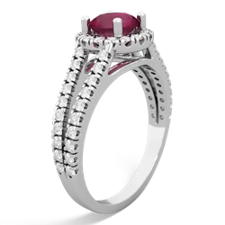 Ruby Pave Halo 14K White Gold ring R5490