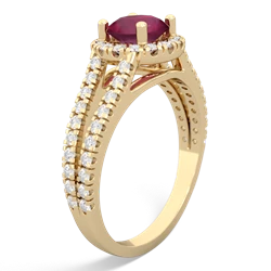 Ruby Pave Halo 14K Yellow Gold ring R5490