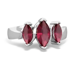 Ruby Three Peeks 14K White Gold ring R2433