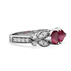 Ruby Diamond Butterflies 14K White Gold ring R5601