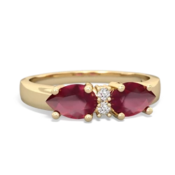 Ruby Pear Bowtie 14K Yellow Gold ring R0865