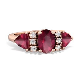 Ruby Antique Style Three Stone 14K Rose Gold ring R2186