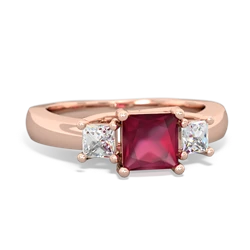 Ruby Three Stone Trellis 14K Rose Gold ring R4015