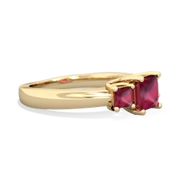 Ruby Three Stone Trellis 14K Yellow Gold ring R4015