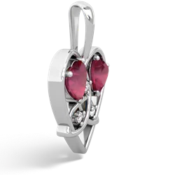 Ruby Celtic Trinity Heart 14K White Gold pendant P5331