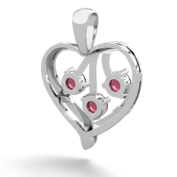 Ruby Glowing Heart 14K White Gold pendant P2233