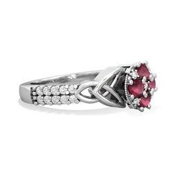 Ruby Celtic Knot Cluster Engagement 14K White Gold ring R26443RD