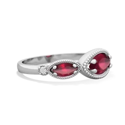 Lab Ruby Milgrain Marquise 14K White Gold ring R5700