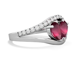 Ruby Nestled Heart Keepsake 14K White Gold ring R5650