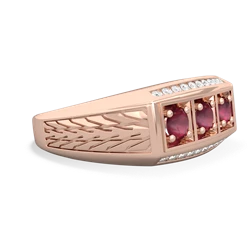 London Topaz Three Stone Tire Tread Men's 14K Rose Gold ring R0520