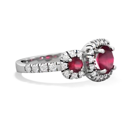 Lab Ruby Regal Halo 14K White Gold ring R5350