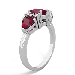 Garnet Antique Style Three Stone 14K White Gold ring R2186