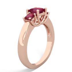 White Topaz Three Stone Trellis 14K Rose Gold ring R4015