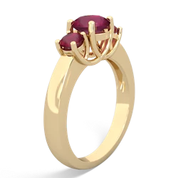 Pink Tourmaline Three Stone Round Trellis 14K Yellow Gold ring R4018