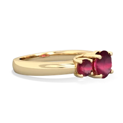 Ruby Three Stone Round Trellis 14K Yellow Gold ring R4018