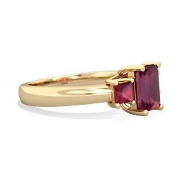 Garnet Three Stone Emerald-Cut Trellis 14K Yellow Gold ring R4021