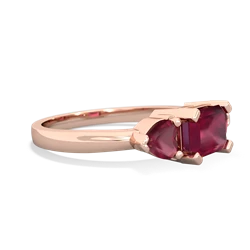 Lab Ruby Three Stone 14K Rose Gold ring R5235