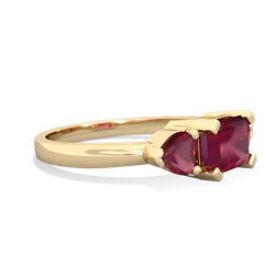 Lab Ruby Three Stone 14K Yellow Gold ring R5235