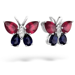 Ruby Butterfly 14K White Gold earrings E2215