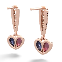 Ruby Filligree Heart 14K Rose Gold earrings E5070