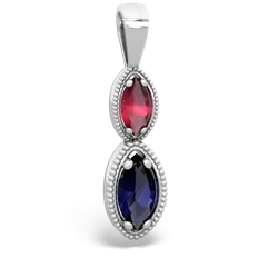 Ruby Antique-Style Halo 14K White Gold pendant P5700