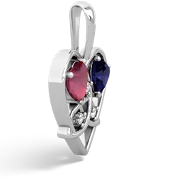 Ruby Celtic Trinity Heart 14K White Gold pendant P5331