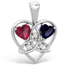 Ruby Celtic Trinity Heart 14K White Gold pendant P5331