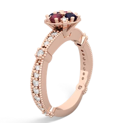 Ruby Sparkling Tiara Cluster 14K Rose Gold ring R26293RD