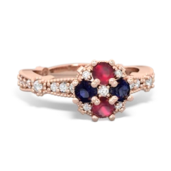 Ruby Sparkling Tiara Cluster 14K Rose Gold ring R26293RD