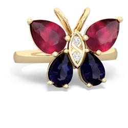 Ruby Butterfly 14K Yellow Gold ring R2215