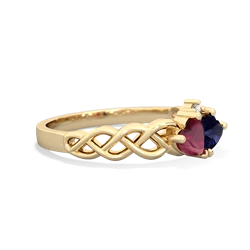 Ruby Heart To Heart Braid 14K Yellow Gold ring R5870