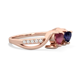 Ruby Side By Side 14K Rose Gold ring R3090