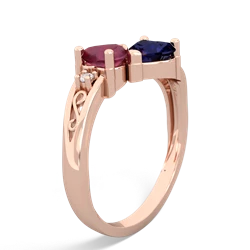 Ruby Snuggling Hearts 14K Rose Gold ring R2178