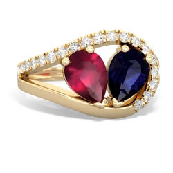 Ruby Nestled Heart Keepsake 14K Yellow Gold ring R5650