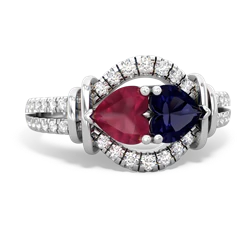 Ruby Art-Deco Keepsake 14K White Gold ring R5630