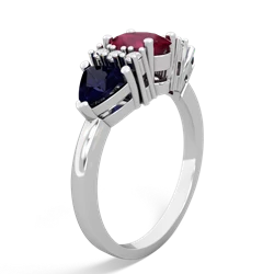 Ruby Antique Style Three Stone 14K White Gold ring R2186