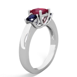 Ruby Three Stone Trellis 14K White Gold ring R4015