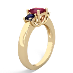 Ruby Three Stone Trellis 14K Yellow Gold ring R4015