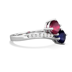 Ruby Channel Set Two Stone 14K White Gold ring R5303