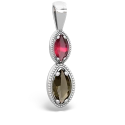 Ruby Antique-Style Halo 14K White Gold pendant P5700