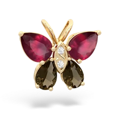 Ruby Butterfly 14K Yellow Gold pendant P2215