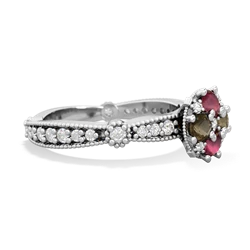 Ruby Sparkling Tiara Cluster 14K White Gold ring R26293RD