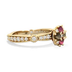 Ruby Sparkling Tiara Cluster 14K Yellow Gold ring R26293RD