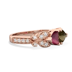 Ruby Diamond Butterflies 14K Rose Gold ring R5601