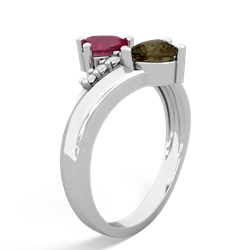 Ruby Heart To Heart 14K White Gold ring R2064