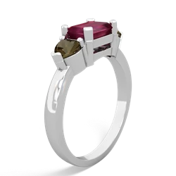 Ruby Three Stone 14K White Gold ring R5235