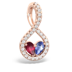 Ruby Pave Twist 'One Heart' 14K Rose Gold pendant P5360